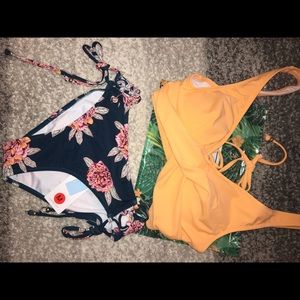 Orange & Purple Floral Lace-up Bikini